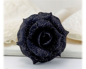 Black Rose Hair Pin 1.5 inch | Black Flower Hair Accessory
