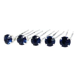 Navy Blue Rhinestone Hair Pins: Bridal Bobby Pins (Set of 5)