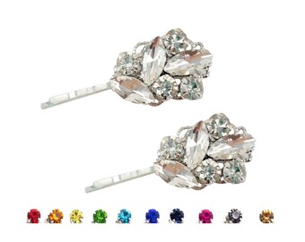 Rhinestone Wedding Hair Pins: Vintage Style Crystal Bobby Pins (Set of 2)