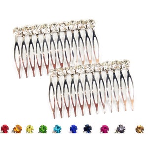 Minimal Style 1 Row Rhinestone Hair Combs | Simple Bridal Hair Combs | Rhinestone Side Hair Piece - Assorted Colors