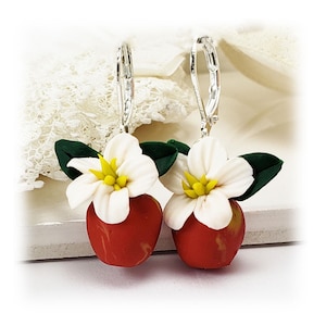 Red Apple Fruit Earrings | Apple Jewelry | Fruit Food Jewelry | Apple Blossom Earrings