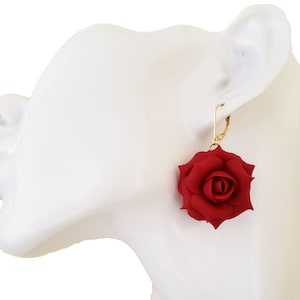 Large Rose Earrings | Rose Jewelry | Large Flower Earrings 1 INCH | Large Floral Dangle Earrings