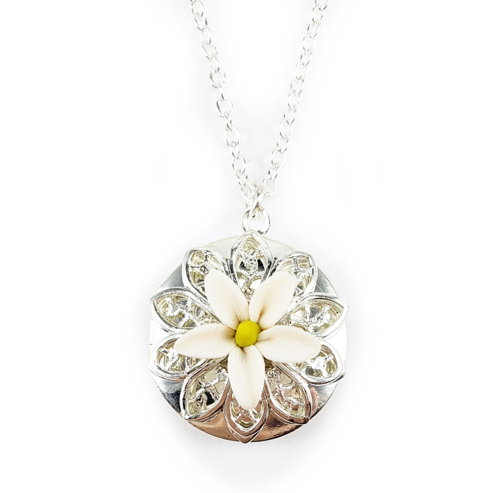 Jasmine Flower Locket Necklace Jasmine Flower Jewelry Etsy