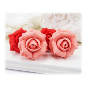 Coral Rose Stud Earrings: Hypoallergenic Flower Jewelry