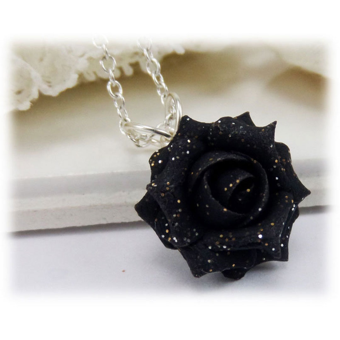 アクセサリー BLACK & GOLD GLITTER NECKLACE GLITTER HEART NECKLACE Black Glitter Heart Necklace by KURT