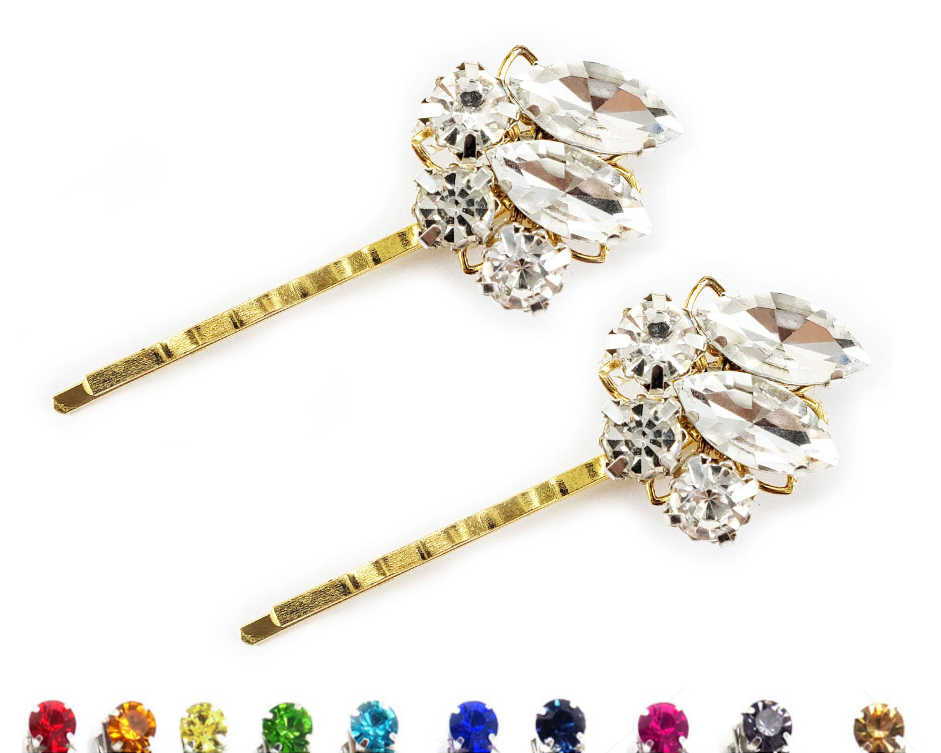 Custom Rhinestone Bronze Hair Pins Bronze Wedding Hair Pins Etsy