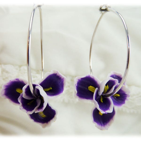Iris Flower Earrings Etsy