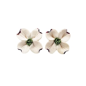 Dogwood Flower Stud Earrings: Hypoallergenic Titanium, Sterling Silver