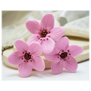 Hand Sculpted Cherry Blossom Hair Pin: Pink Sakura Floral Clip