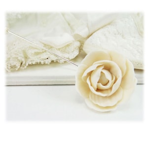 Hand Sculpted Peony Brooch: Wedding Lapel Pin, Groomsmen Boutonniere
