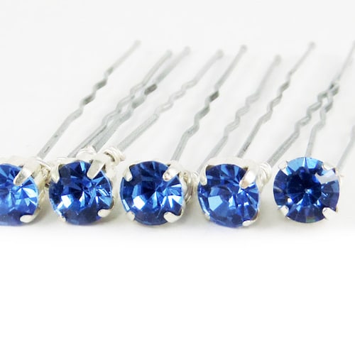 Light Blue Rhinestone Hair Pins Blue Crystal Hair Pins Etsy