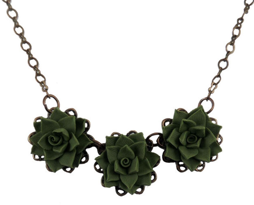 Three Succulents Necklace Succulent Jewelry 3 Small Succulents Bib