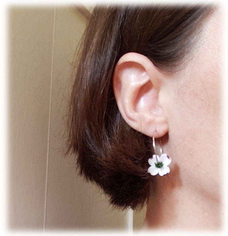 Dogwood Hoop Earrings Dogwood Jewelry White Flower Hoop Etsy