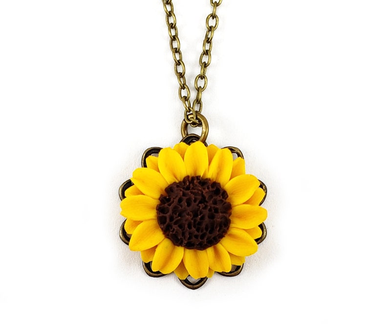 Sunflower Charm Necklace Sunflower Jewelry Sunflower Etsy