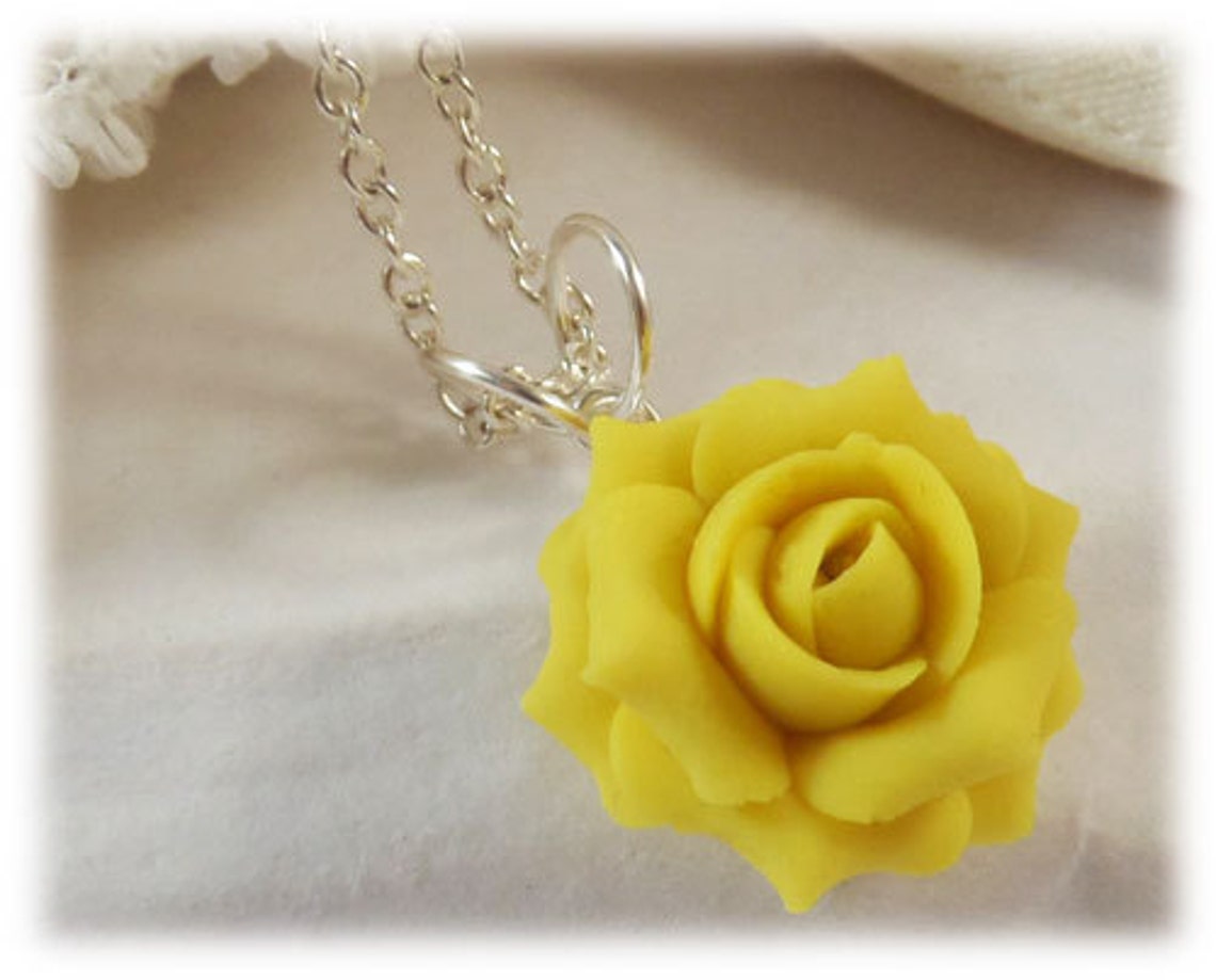 Yellow Rose Necklace Yellow Rose Jewelry Small Yellow Etsy