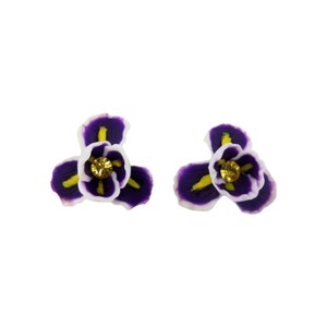 Purple Iris Flower Stud Earrings: February Birth Flower, Hypoallergenic