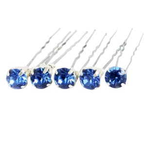 Light Sapphire Blue Rhinestone Hair Pins: Bridal Bobby Pins (Set of 5)