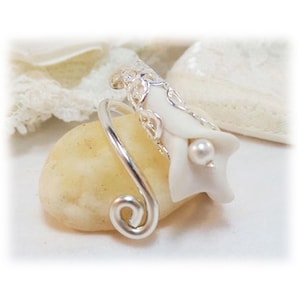 Calla Lily Pearl Ring: Sterling Silver Flower, Adjustable Band