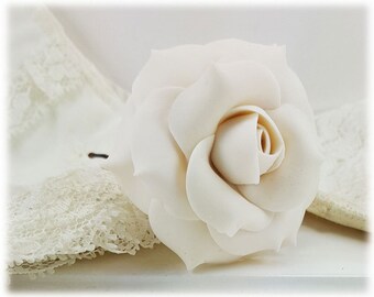 White Rose Hair Clip Pin | White Rose Hair Flower | White Flower Hair Pin | White Wedding Hair Accessories | 4cm (1.5 inch)