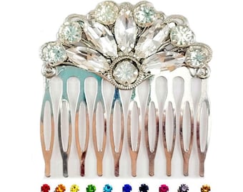 Art Deco Rhinestone Hair Comb: 1920s Style, Custom Colors (2 Inch)