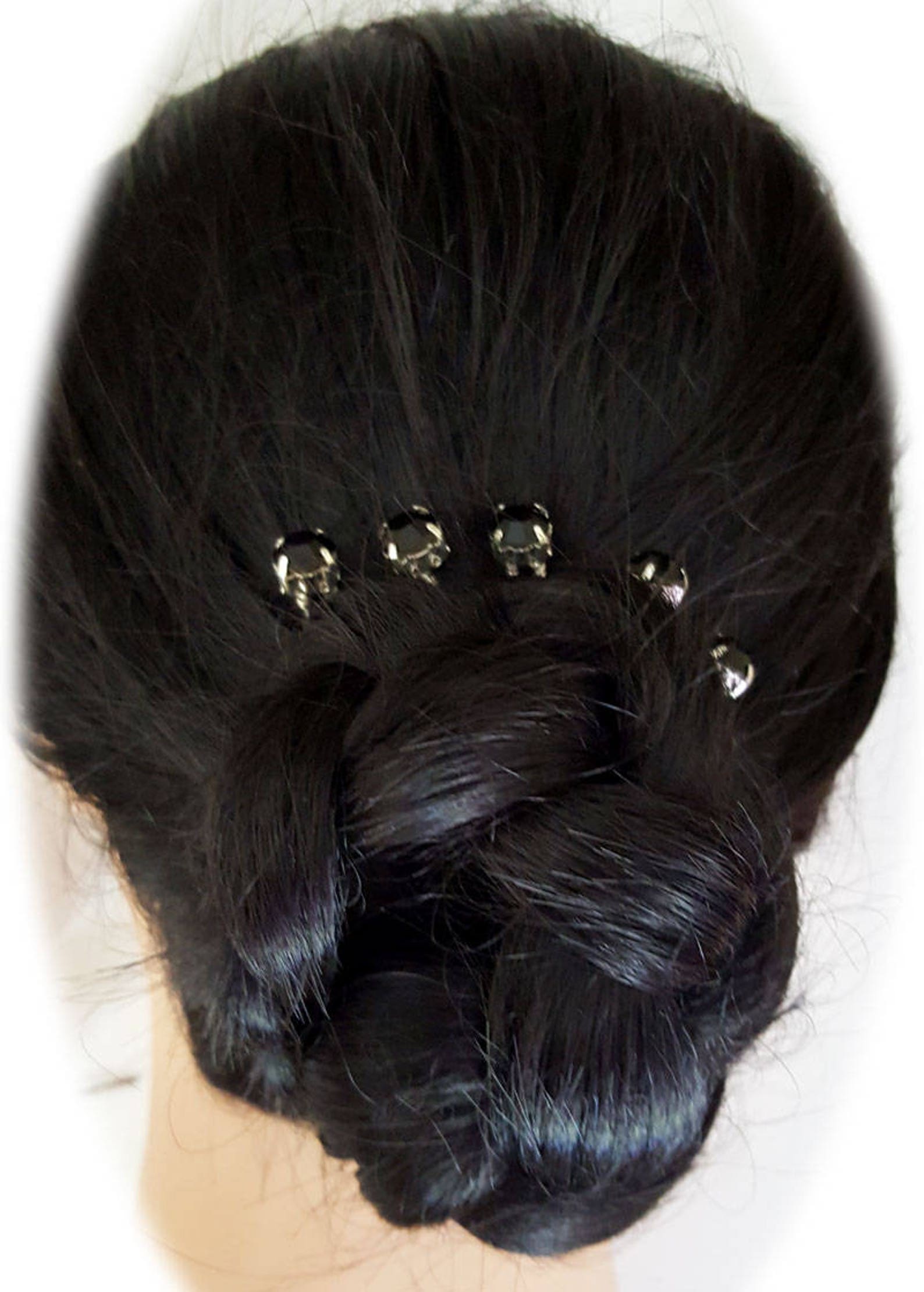 Black Rhinestone Hair Pins Black Crystal Hair Pins Black Etsy