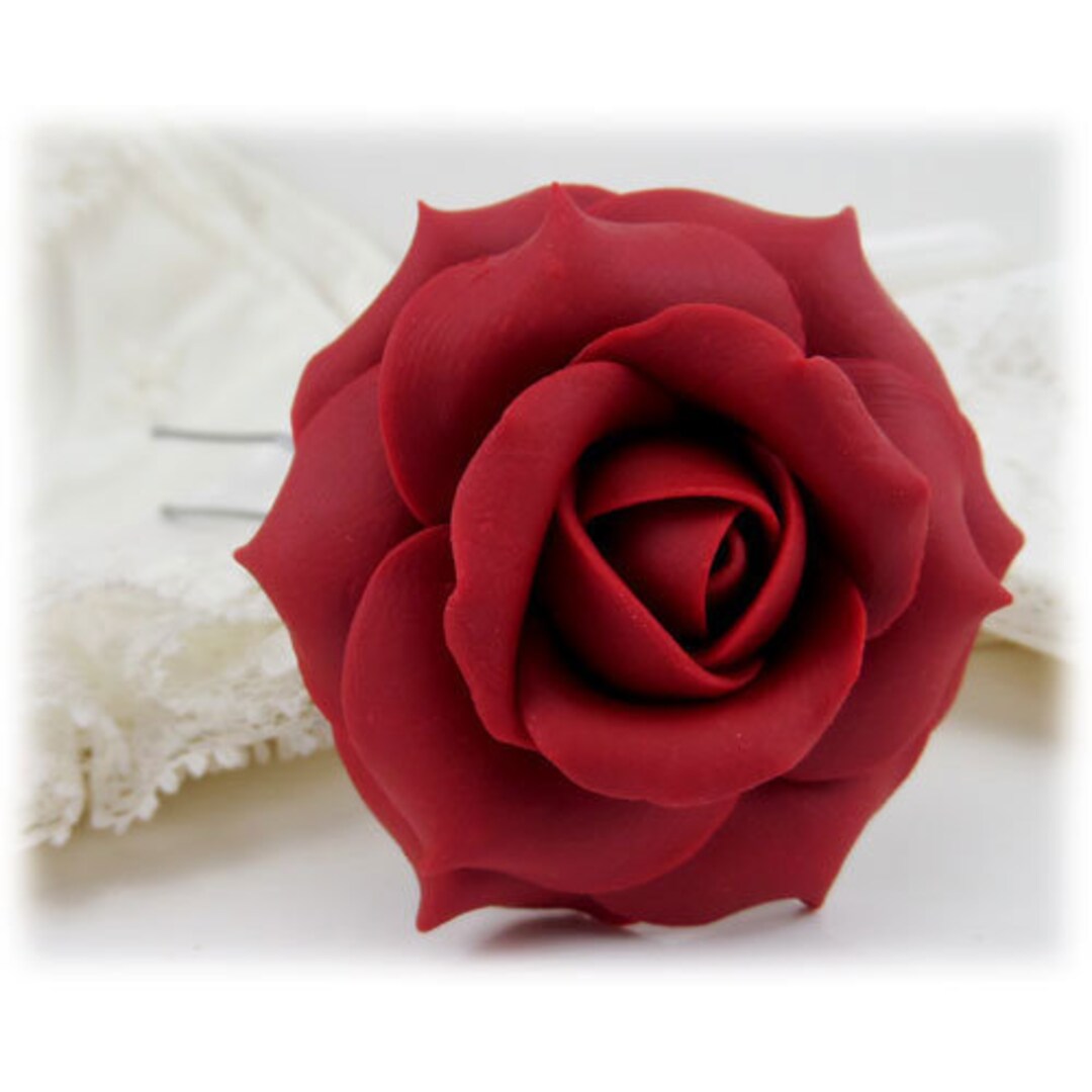 Red Rose Hair Clip Pin Red Rose Hair Flower Red Flower Hair Pin Red Wedding Hair Accessories 4cm