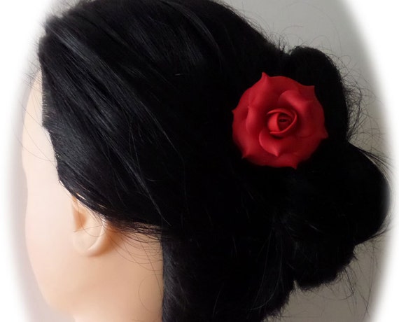fcityin  Pack Of 1 Bridal Wedding Hair Clips Red Rose Flower Bride  Hairclips