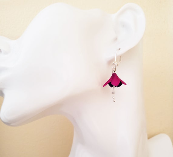 Fuchsia flower earrings clearance