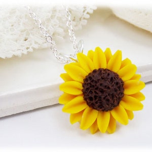 Sunflower Pendant Necklace Sunflower Jewelry Yellow Flower Necklace image 2