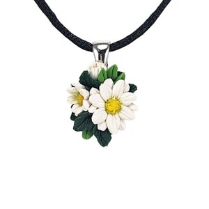Hand Sculpted Daisy Choker: April Birth Flower, Adjustable