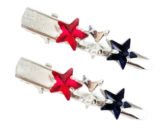 Red White and Blue Star Hair Clips | July 4 Hair Accessory | USA Colors Small Hair Clips | Independence Day Hair Clips