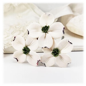 Dogwood Flower Hair Pin: Hand Sculpted White Blossom