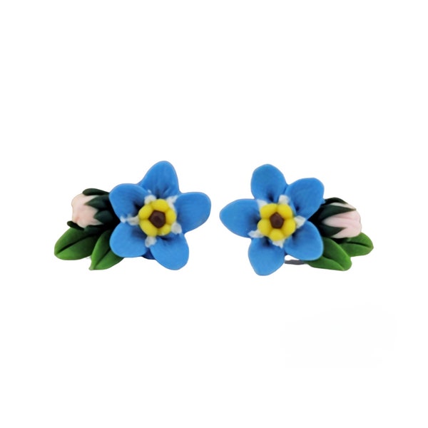 Forget Me Not Stud Bouquet Earrings | Forget Me Not Jewelry | Realistic Forget Me Not Jewelry | Hypoallergenic Flower Stud Earrings