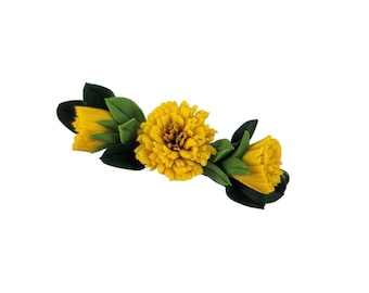 Tiny Dandelion Barrette Clip: Yellow Floral Hair Accessory