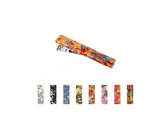 Handcrafted Marbled Multicolor Alligator Hair Clip: 2.25 Inch, Polymer Clay