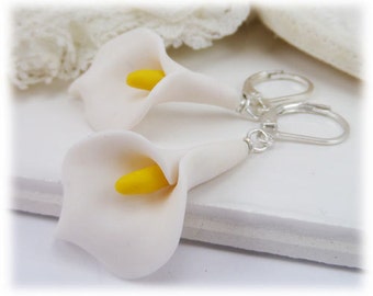 Arum White Calla Lily Dangle Earrings  | Calla Lily Jewelry