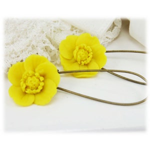 Buttercup Dangle Earrings | Yellow Buttercup Jewelry | Yellow Flower Earrings