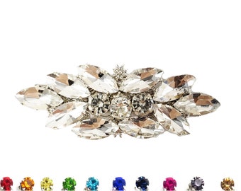 Wedding Hair Rhinestone Barrette Custom Colors | Bridal Jeweled Barrette | Bridesmaid Prom Barrette - More Colors