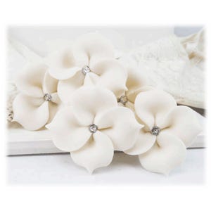 Hydrangea Hair Pins: Bridal Flower Accessories, Rhinestone (Set of 5)