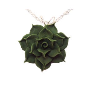 Hand Sculpted Succulent Pendant Necklace: Polymer Clay Botanical Jewelry