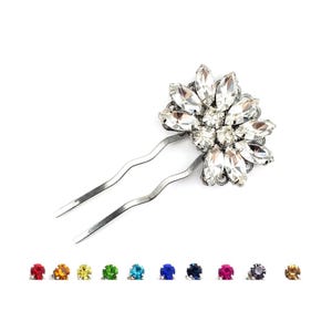 Rhinestone U Pin Mini Hair Fork Bun Updo Custom Colors | Bridal Bun Decorative Hair Piece | Personalized Colors Rhinestone Hair Accessory