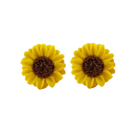 Sunflower Earrings Stud or Clip on Sunflower Jewelry Yellow Flower Studs Hypoallergenic Sunflower Stud Earrings Etsy