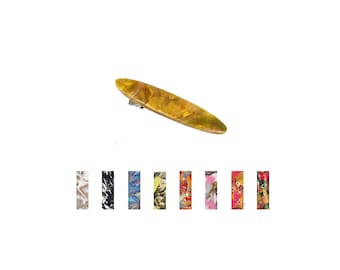 Handcrafted Small Marbled Alligator Hair Clip: 2 Inch, Polymer Clay