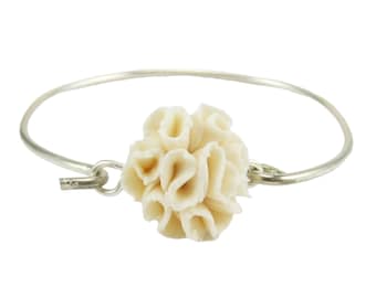 Carnation Sterling Silver Bangle Bracelet | Carnation Jewelry | January Birth Flower Gifts