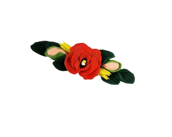 Tiny Poppy Barrette Clip: Hand Sculpted Floral Hair Accessory