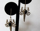 Sterling Scorpion Earrings Black Onyx Vintage Silver