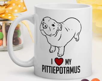 Funny Pitbull Mug, Pitbull Lover Mug, Pittie Mom Mug, Pittie Dad Mug, Pittiepotamus Mug, Cute Smiling Pitbull, Pitbull Humor, Pittie Mug