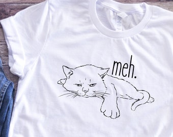Rolig katt, uttråkad katt, kattmamma-present, sarkastisk katt, katttitude, rolig kattteckning, rolig katt-T-shirt, kattmamma-T-shirt