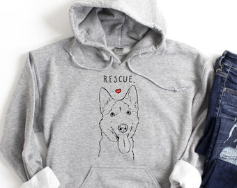 Rescue Husky Hoodie, Husky Hoodie, Dog Hoodie, Pullover Hoodie, Rescue Mom, Adopt Don't Shop Shirt, Husky Lover Shirt, Cute Husky Shirt