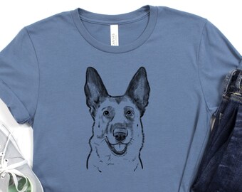 German Shepherd T-Shirt, German Shepherd Shirt, Cute GSD Tee, German Shepherd Mom, German Shepherd Dad, Shepherd Sketch, K9 T-Shirt, K9 Tee